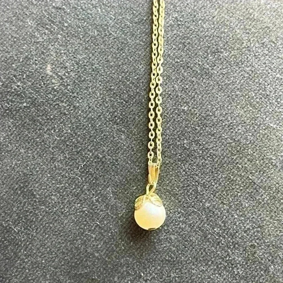 Costume Jewelry Pearl Necklace Gold drop dangle bridal luster boho luxury 16“ - Picture 8 of 9